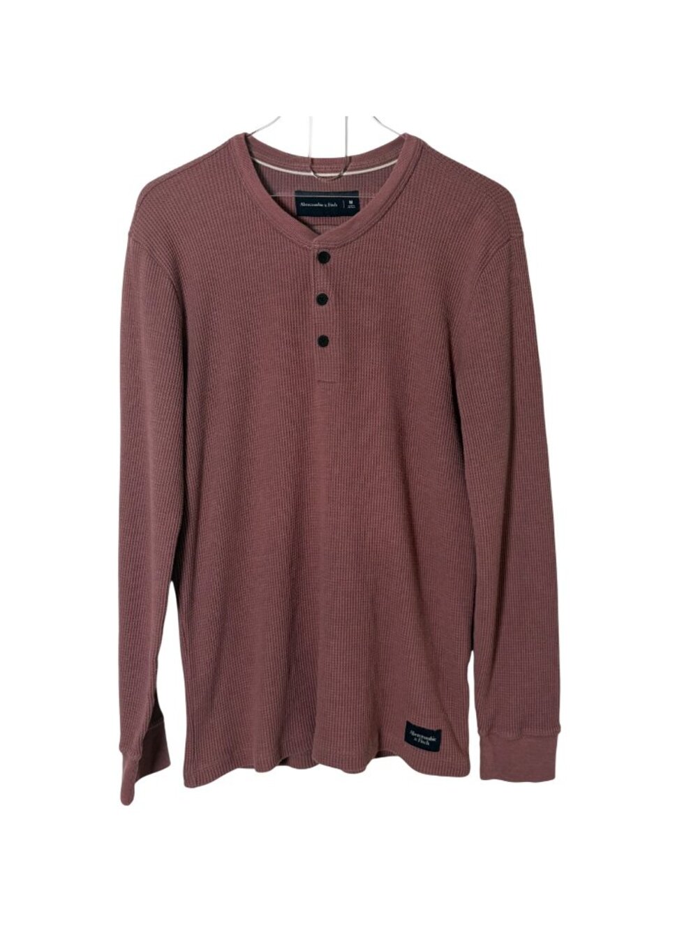 Abercrombie & Fitch Mens Long Sleeve Waffle Knit Thermal Henley Shirt Medium